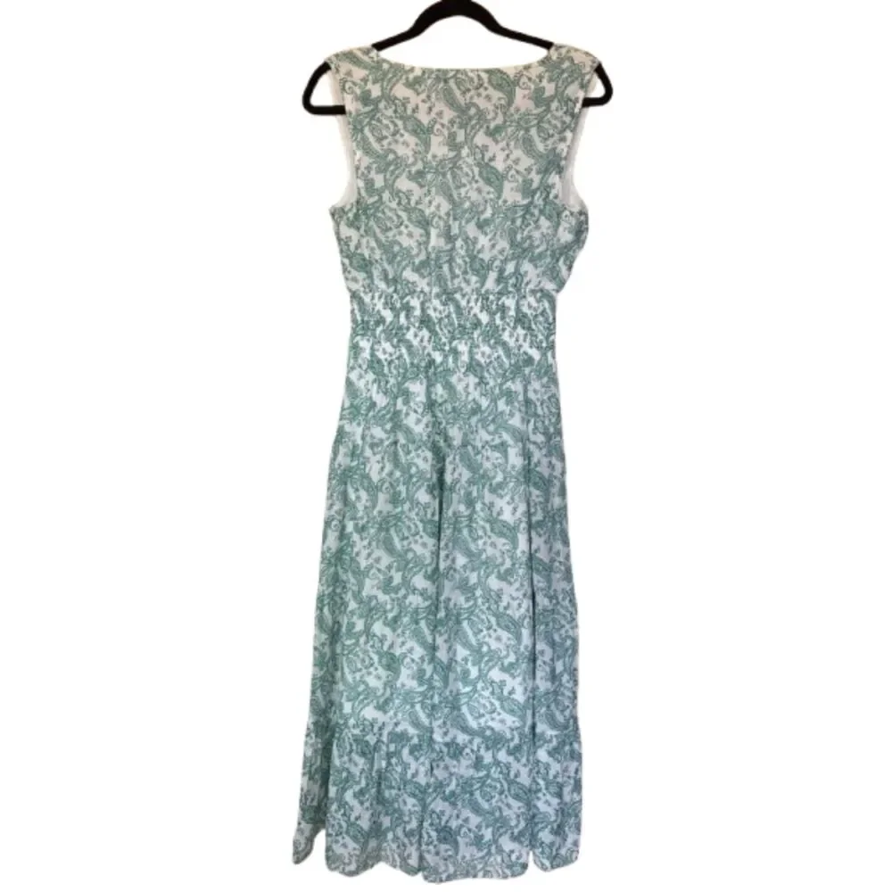 J Gee Sleeveless Maxi Sundress PM White Green Lace Trim NWT Petite Medium - Picture 4 of 8